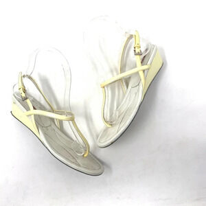 Prada Sport Thong Wedge Sandals in Yellow‎ Leather Size US 6.5 *damaged